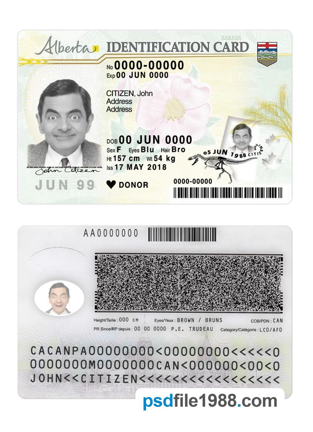 Canada Alberta ID Card